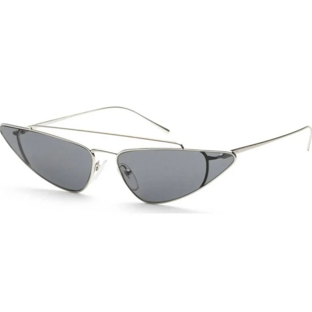 Prada SPR 63U Silver Metal Frame Dark Gray Lens Fashion Cat Eye Sunglasses RARE - Picture 1 of 11